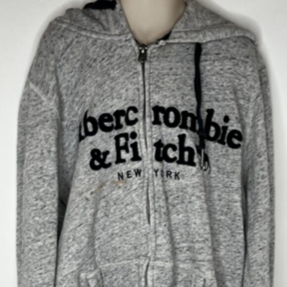 Abercrombie & Fitch Tops - Abercrombie Woman’s Full Zip Hoodie M Sweatshirt Gray Logo Spellout New York